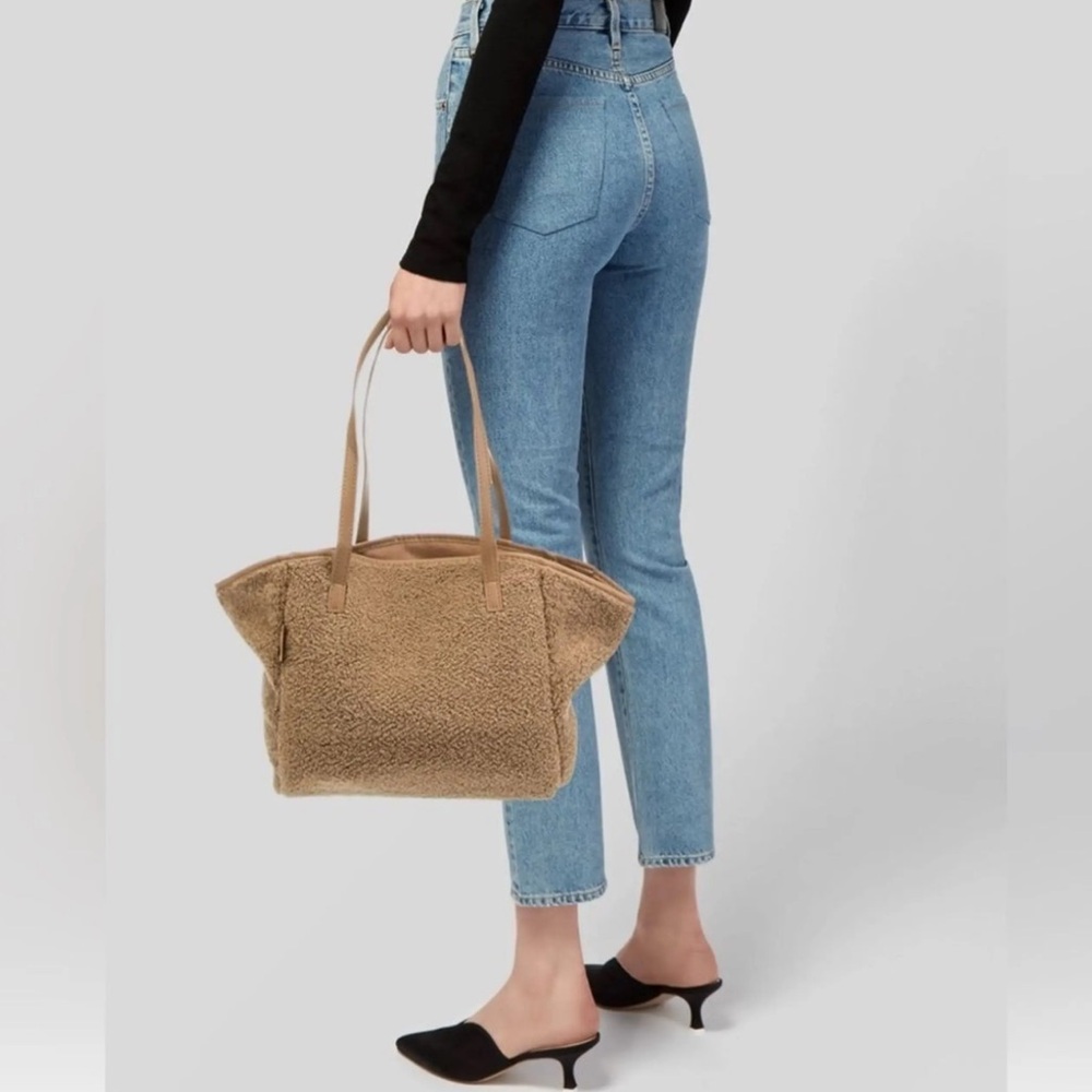Neiman Marcus Faux Shearling Sherpa Tote Bag